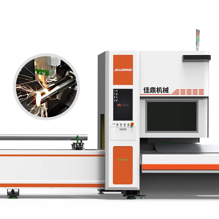 Jiading Laser 1.5KW 2KW Circular Section Round Square Rectangular Tubes Stainless Metal Laser Fibre Lazer Cutting Machine