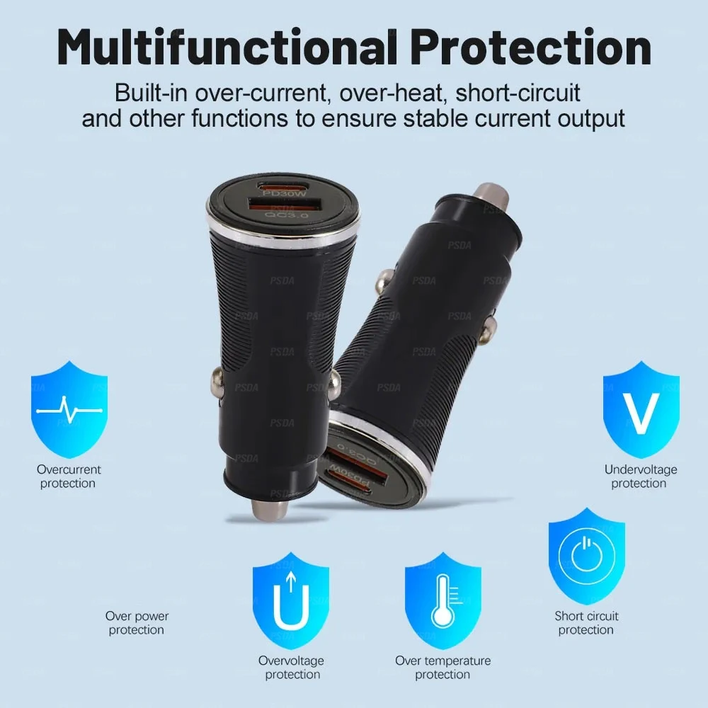 48W PD30W Fast Quick Charger QC3.0 PD USB C Car Chargers Smart Power Adapters For Iphone 16 15 Samsung Tablet PC Android phone