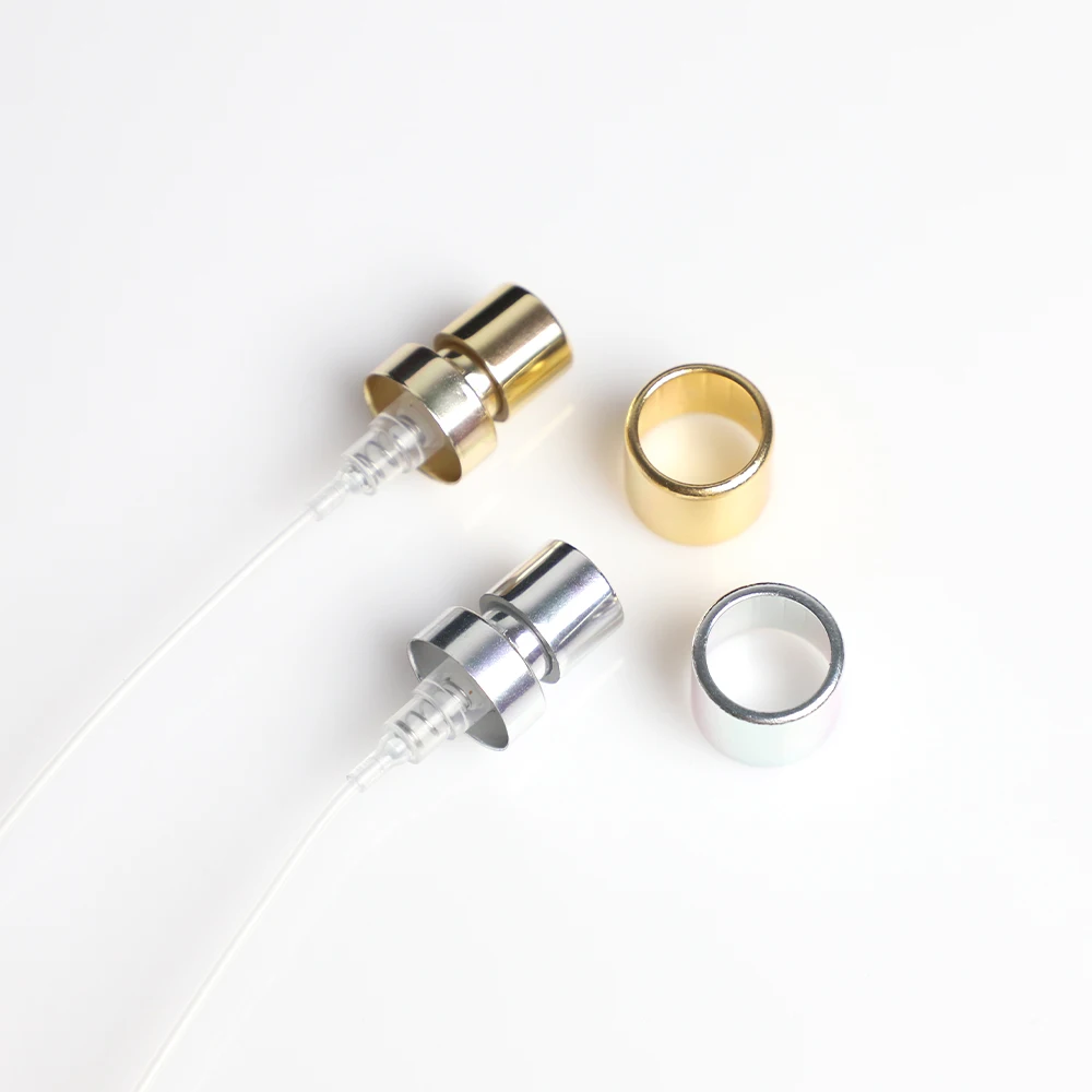 Custom aluminium 12mm 13mm 15mm wide neck round crimp screw neck collar cosmetic perfume nozzle fine mist perfume pump sprayer