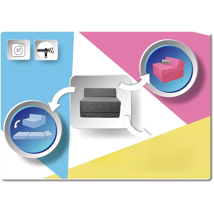 Eco-friendly Sleeping chair Guest Folding Futon Bed Mattress with Support Futon Head