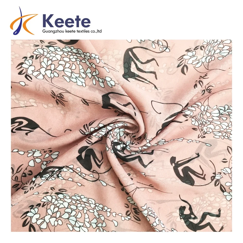 China Most fashionable 105gsm chiffon  polyester printing fabric  makeable clothing