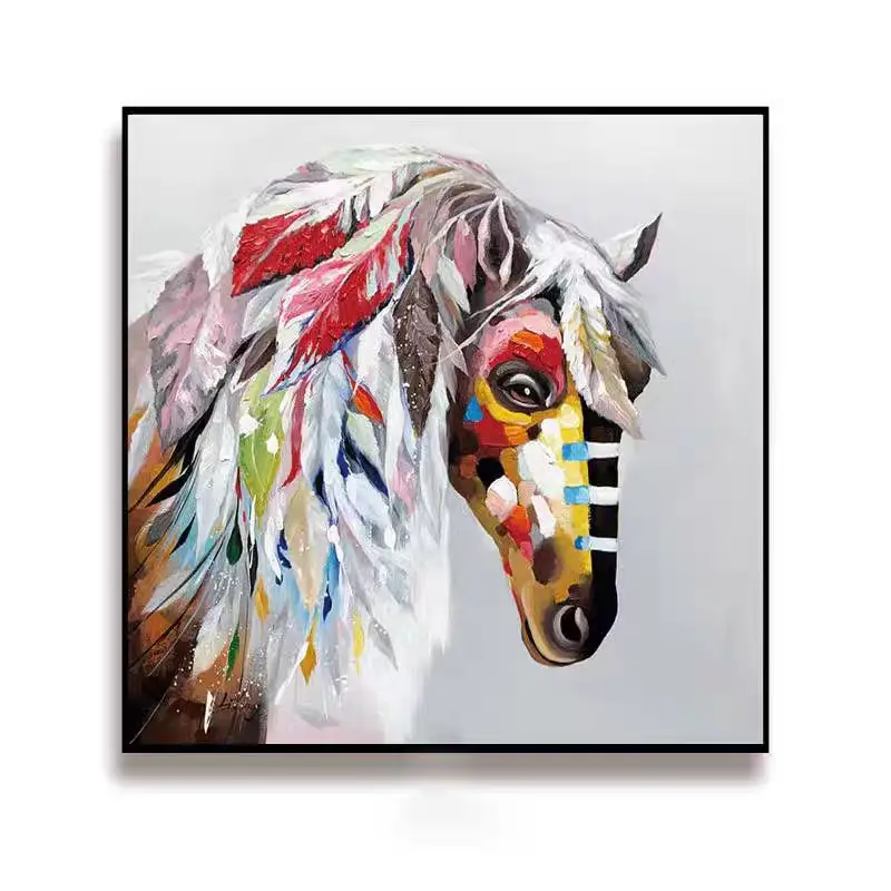 Hand drawn oil painting customized luxury home decoration sofa background bedroom decoration Thick textured animal oil painting