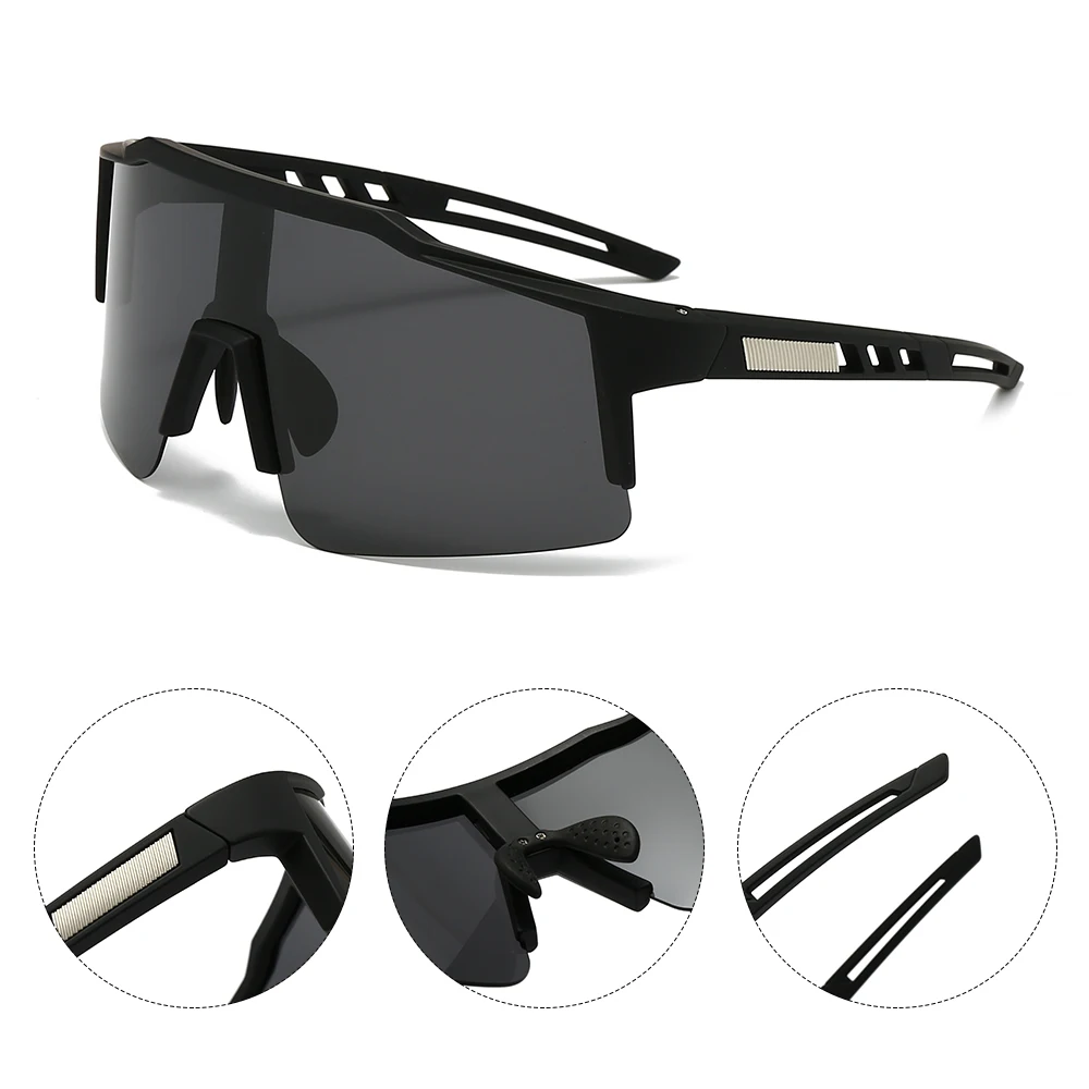 Custom Logo Half-Rimless Oversized Sports Glasses Classical PC/TR Frame Eyewear for Outdoor Sports like Skiing and Cycling