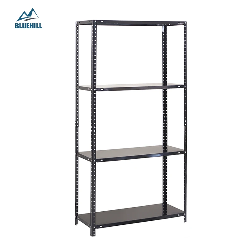 Черный Оцинкованный Металлический Стальной полезный портативный стеллаж полка для хранения Болтовая стойка с металлической доской