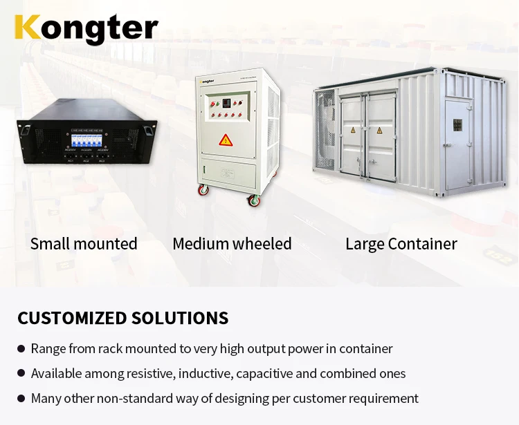 
Kongter K-1000 series customized AC load bank for full load test of generator set, UPS and other AC power systems. 