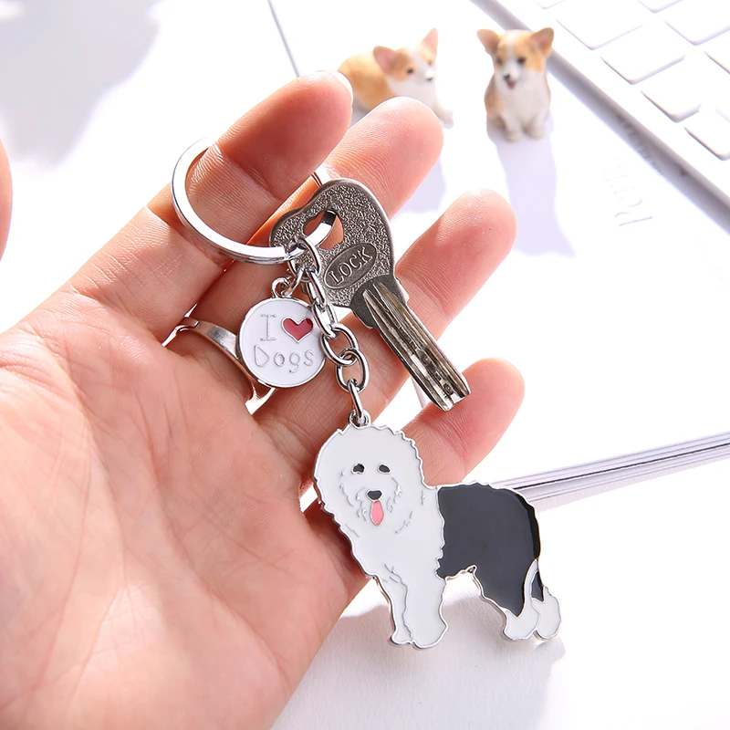 Professional Hot sell silver plated zinc alloy soft enamel metal custom pet dog shaped animal cartoon bell ring key chains