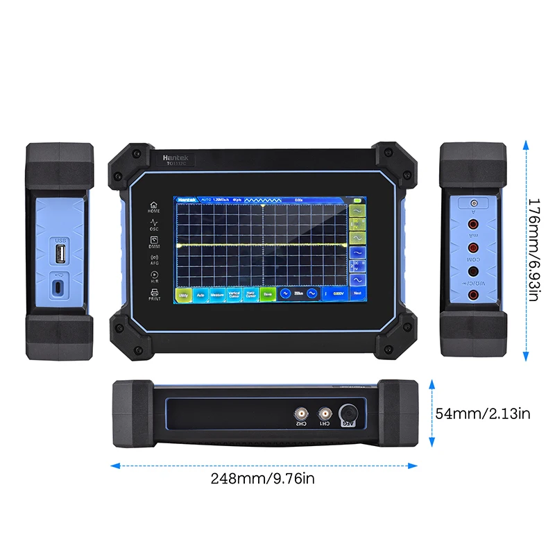 Hantek TO1112C  2 Channel 110MHz  250M-1G Sa/s Sampling 8M Storage Multi-function Full Touch Screen Tablet Digital Oscilloscope