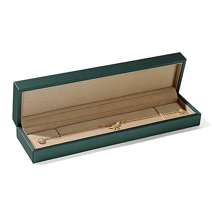 Amino Dark Green color wedding ring jewelry box pu leather necklace bracelet jewelry storage display packaging gift box