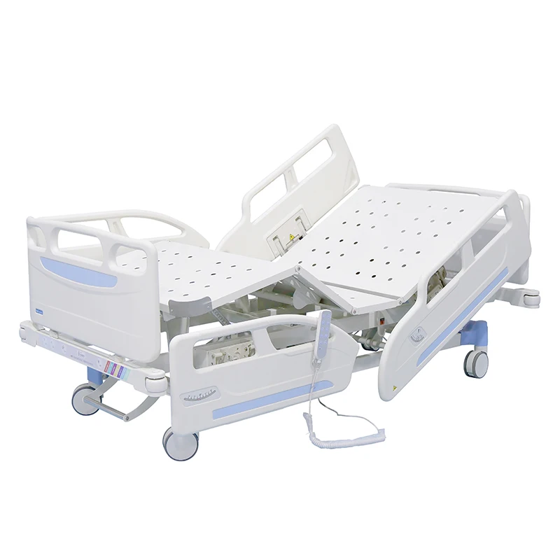 5 function bed metal hospital furniture patient bed White blue Medical nursing care bed