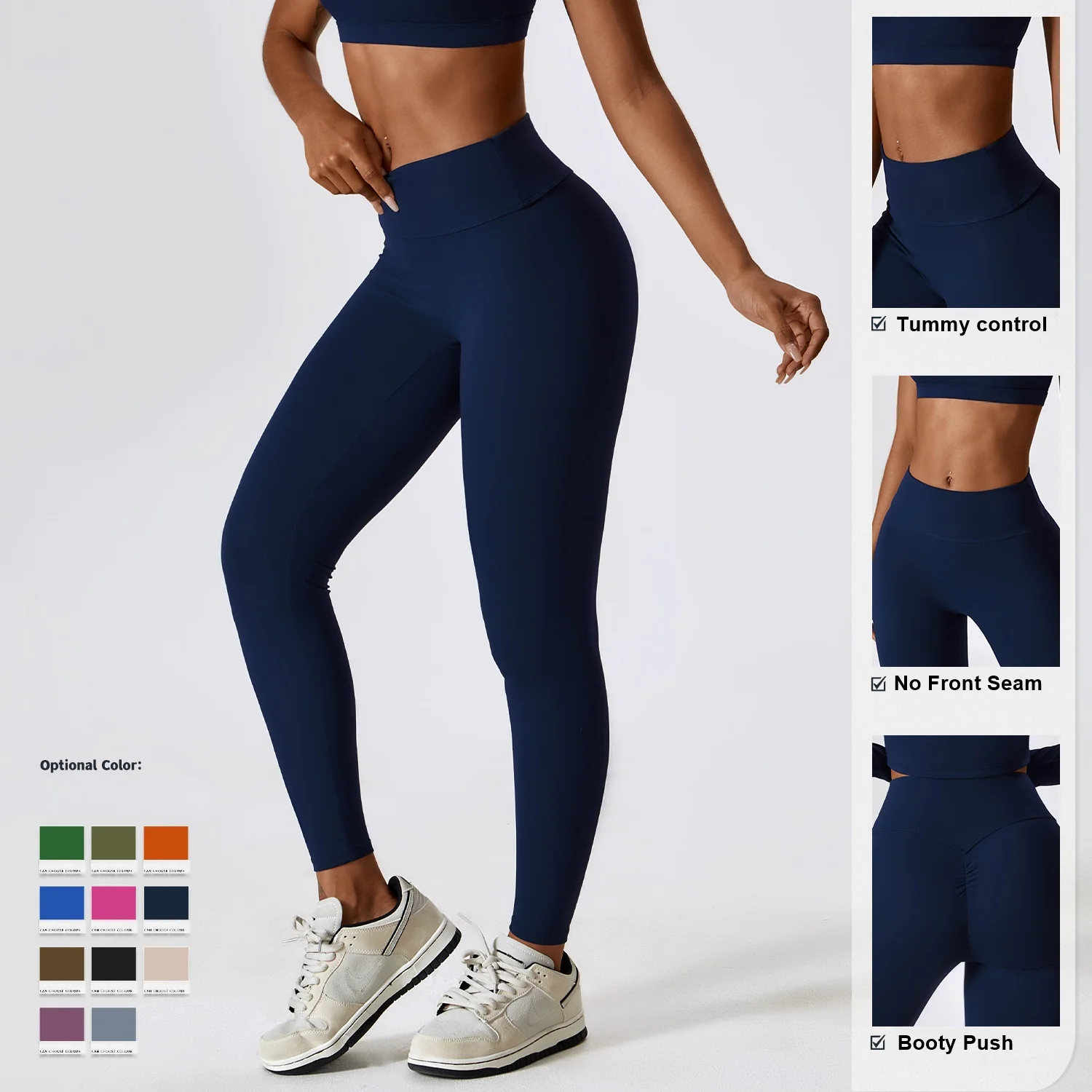 Women High Waist Tummy Control Stretchy Brushed Soft No Camel Toe Tight Booty Push Scrunch Butt Yoga Leggings