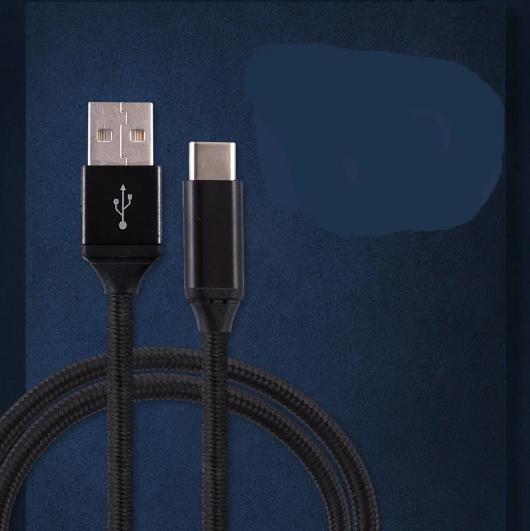 Dongguan factory wholesale Nylon braided micro USB cable charger charging data sync cable for cell phone 1m 2m 6ft type-c cable