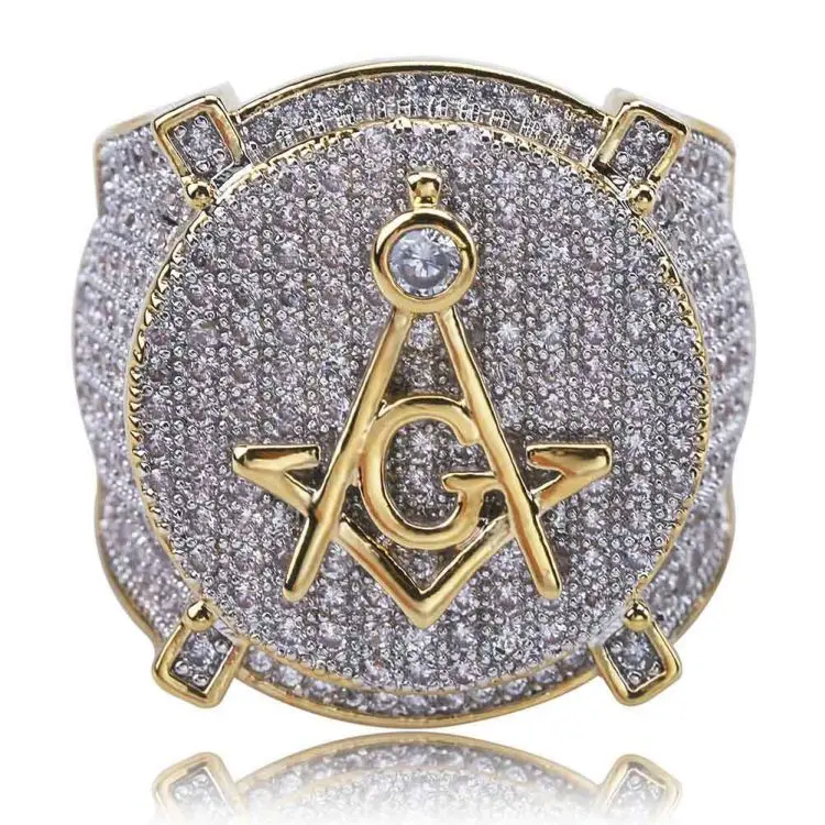 Factory Supply Vintage Ring Micro Inlaid Zircon Gold Ring Personality Hip Hop Male Ring