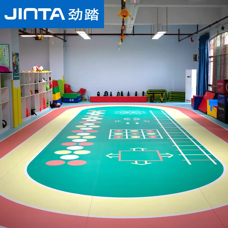 Fitness Equipment Training Flooring Pvc Foamed Bottom Customized Graphic Functional Gym Sport Court Flooring