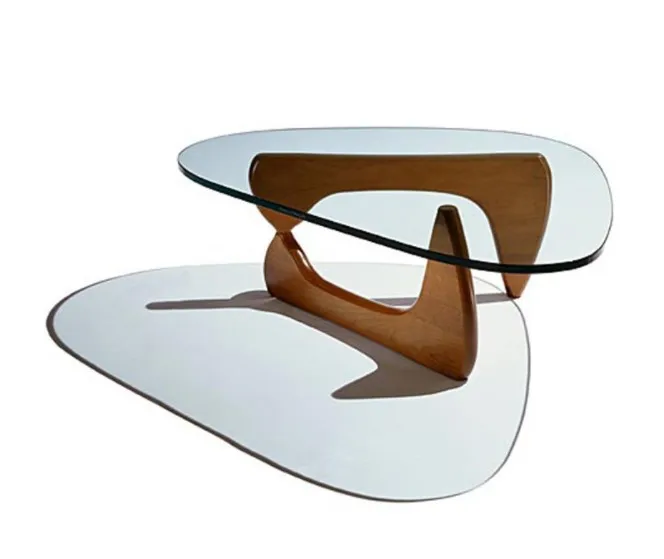 Modern Indoor Classic Furniture Designer Triangle Coffee Tables Solid Wood Tempered Glass Japanese Coffee Table