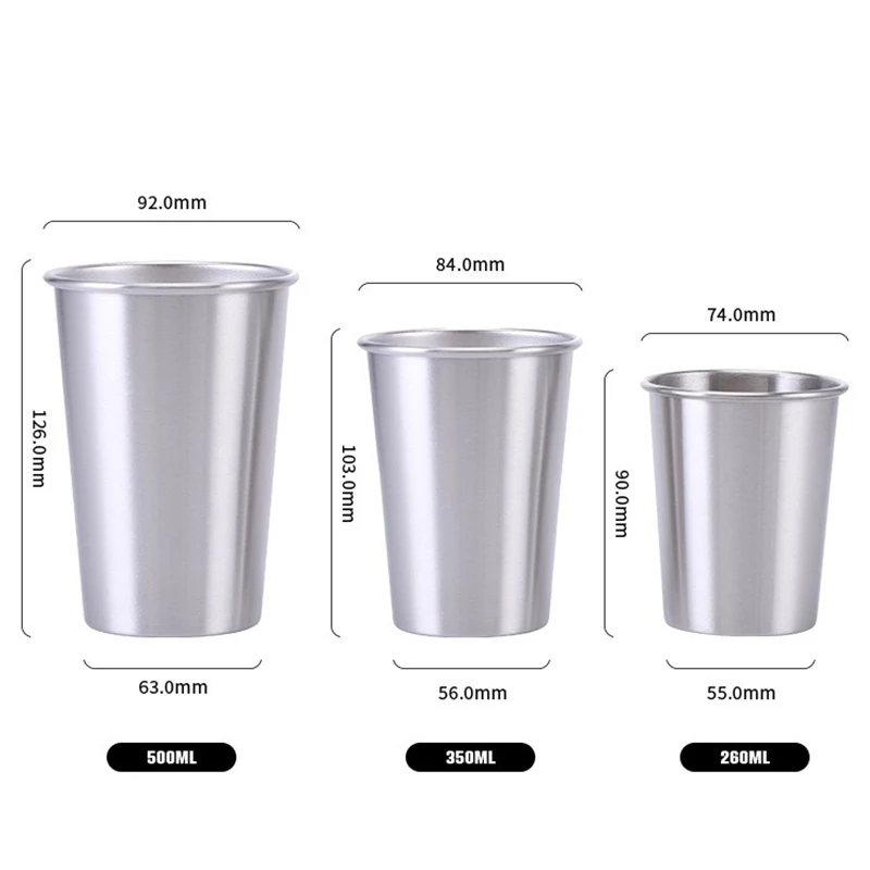 350/500 Ml 304 Stainless Steel Beer Mugs Coffee Cup Tea Cold Drinks Water Milk Cups Practical Portable Kitchen Home Metal Cups