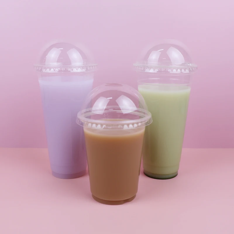 
Custom Printing Logo 90mm 95mm Cold Drink PET Plastic Cup with Lid 