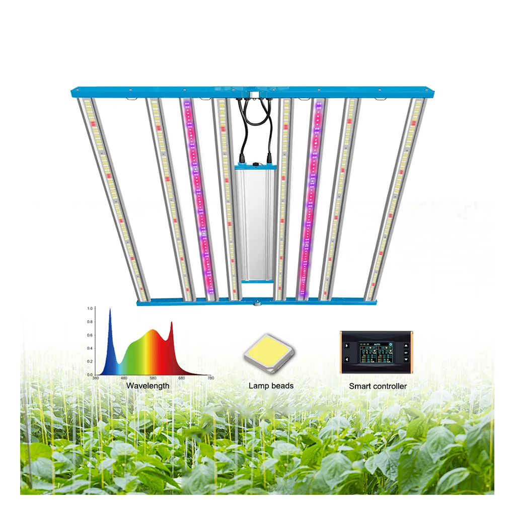 Hydroponics Custom Foldable Led 820W Food Grow Light Red Blue Green LED Grow Light For Indoor Plant Supplier In China With Uv Ir