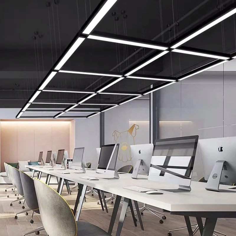 Indoor DIY Spliceable LED Pendant Light 30cm-200cm Length Customizable Line Light Office Gym Decoration Lighting Ceiling Lamp
