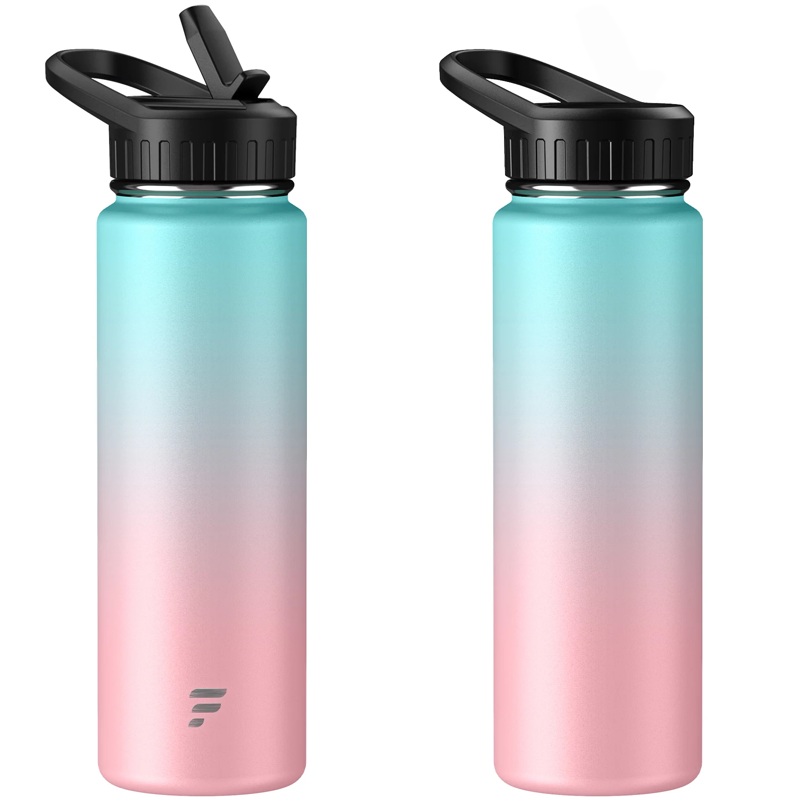 Haers leak-proof 24oz/710ml custom gradient color insulated thermos vacuum wide mouth flasks water bottle with lids and straw