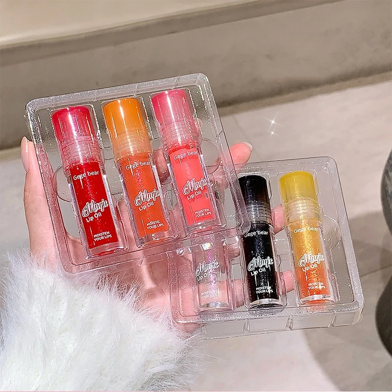 Gege Bear Lip Skin Care Product Hydration High Shine Pearl Lipgloss Non-sticky Moist Fruit Juice Magic Lip Gloss Oil