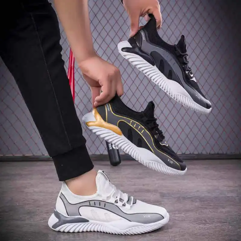 cheap youth mesh breathable non slip low price shoes mesh material black casual walking sneakers men s sports shoes