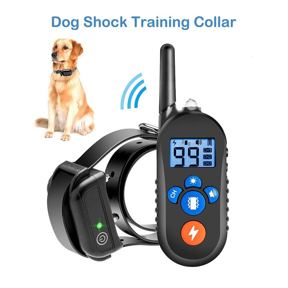 Pet Training Collar Anti Barking Device Waterproof Rechargeable Electric Shock Dog Training Collar With Remote Control