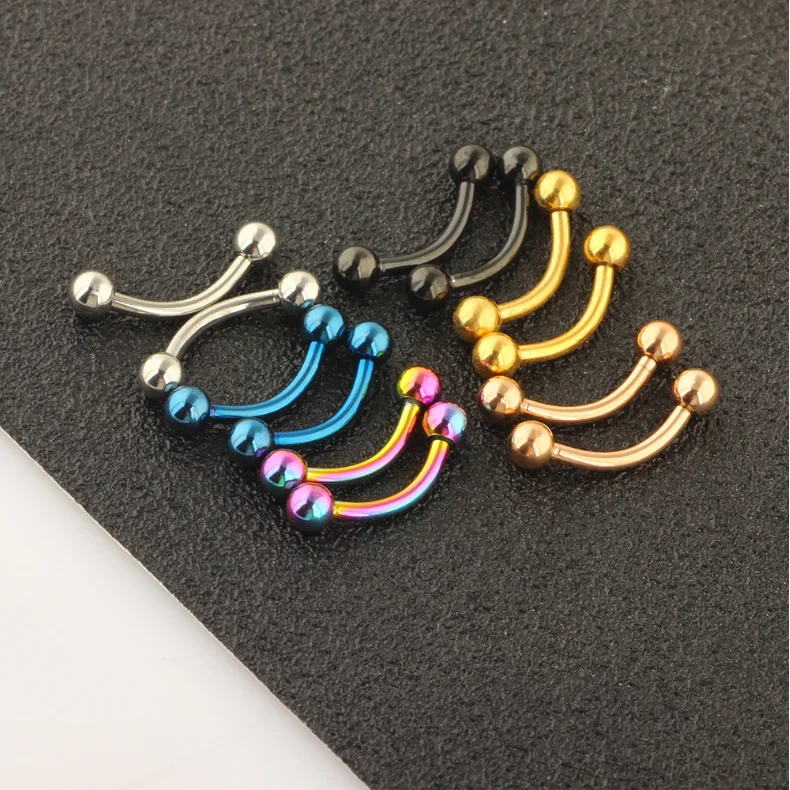 ZESEN12pcs Colorful Eyebrow Rings Set - Sexy Lip Rings, Curved Tongue Rings, Earrings - Body Piercing Jewelry