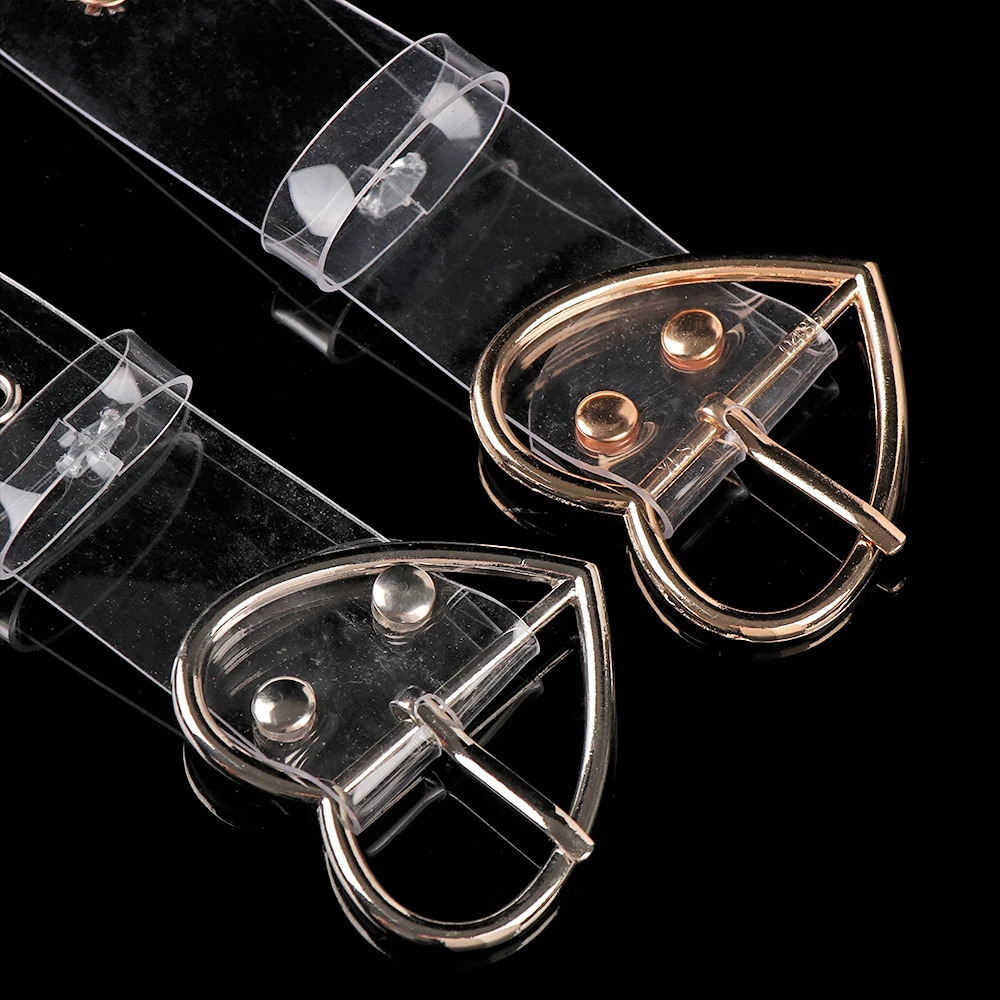 Fashion Women Transparent Invisible Waistband Clear Round Square Heart Pin Buckle Wide Strap Ladies Punk Waist Belt New