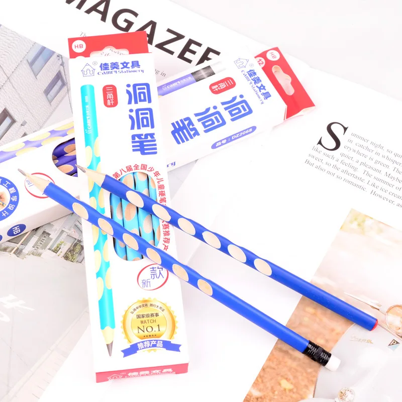 12pcs/set Student Correction Grip Posture Writing Painting HB Pencil Set Solid Wood Pencils Creative Stationery Pen for Kids
