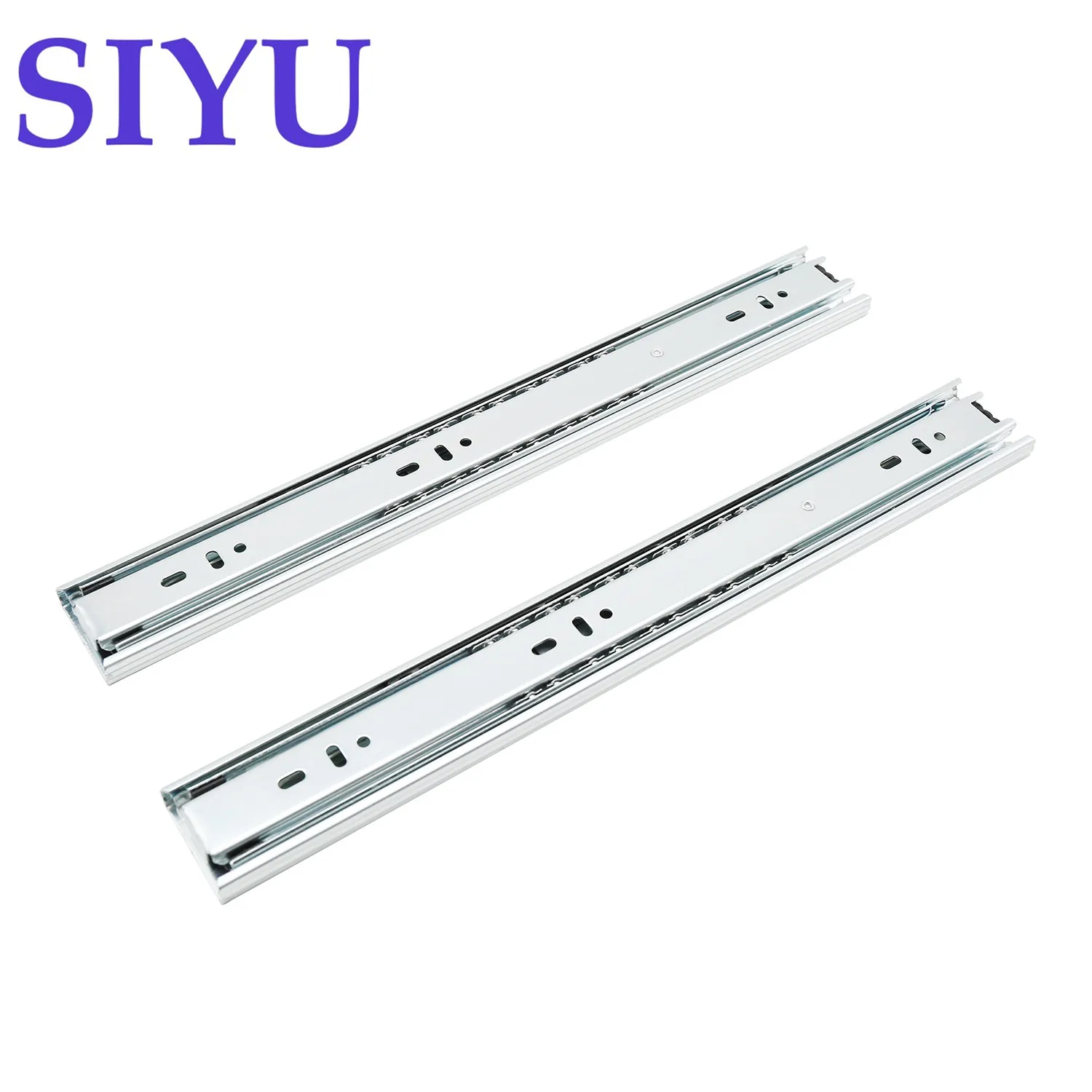 China Manufacturer 3 fold Full Stretch Side-Mount  Slides 45mm Full Extension Ball Bearing Drawer Slides