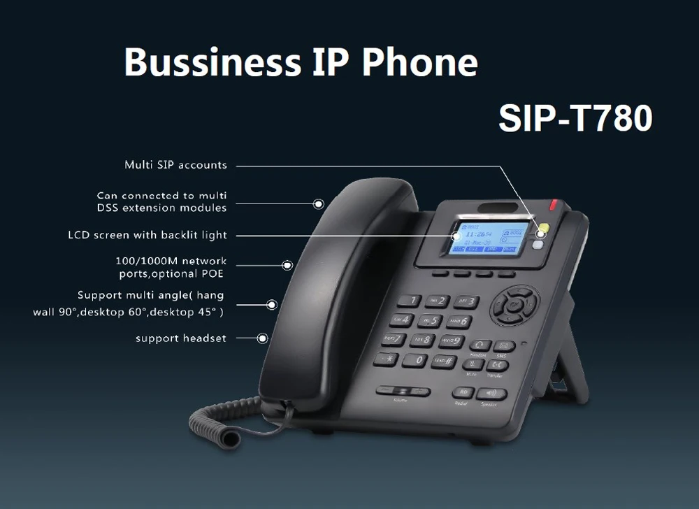 IP Phone SIP-T780 Grandstream Office deskphone with rich functions,PoE function optional