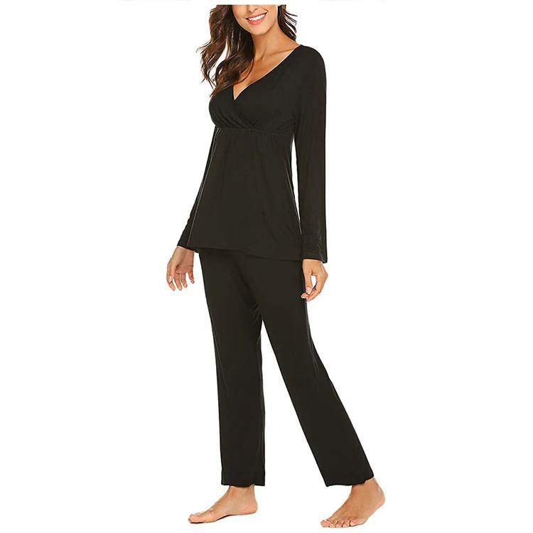 
High Quality Autumn Leisure Solid Color Long Two-piece Maternity Dress 