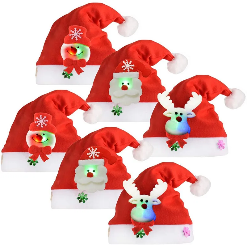 Factory Direct Sales Christmas Adult Santa Claus Christmas Hat Decorative Cartoon Cute Gift Shiny Sequined Kids Christmas Hat