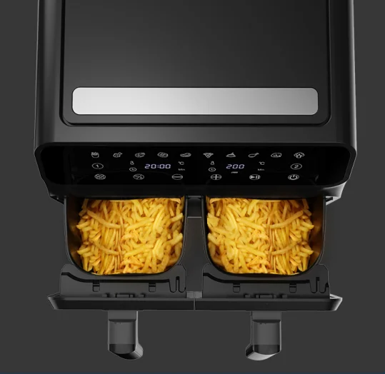 Double Pot with Digital Control Convenient for Simultaneous Cooking for Big Families Stainless Steel Material for Oil Control