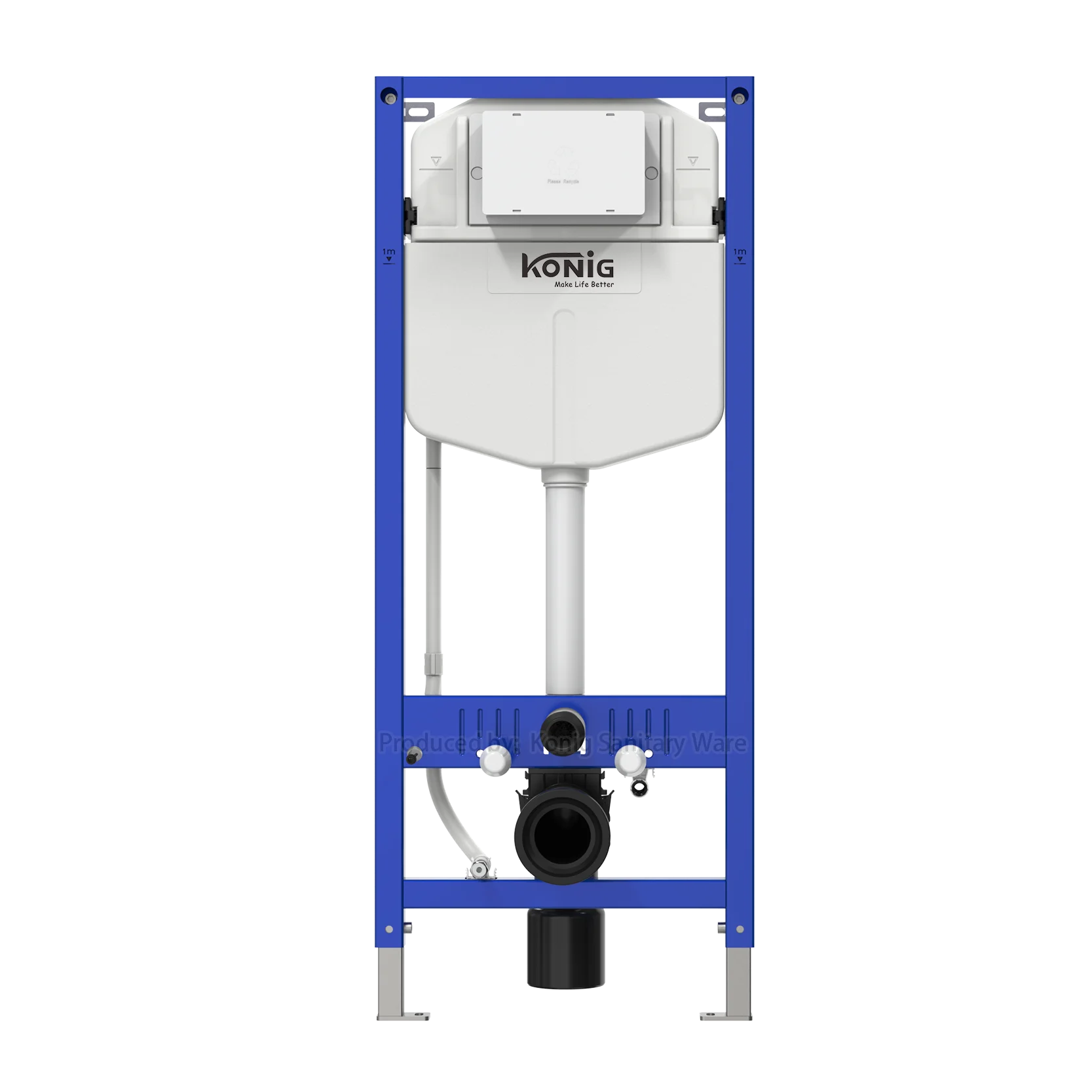 Blue Hidden Toilet Flush Cistern Tank System For Smart Wall Hung Toilet