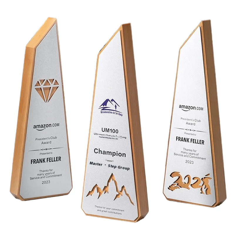 Personalized Engraved Solid Wood Crystal Trophy Creative Five-Pointed Star Souvenir Customized Champion Medal Glass Production