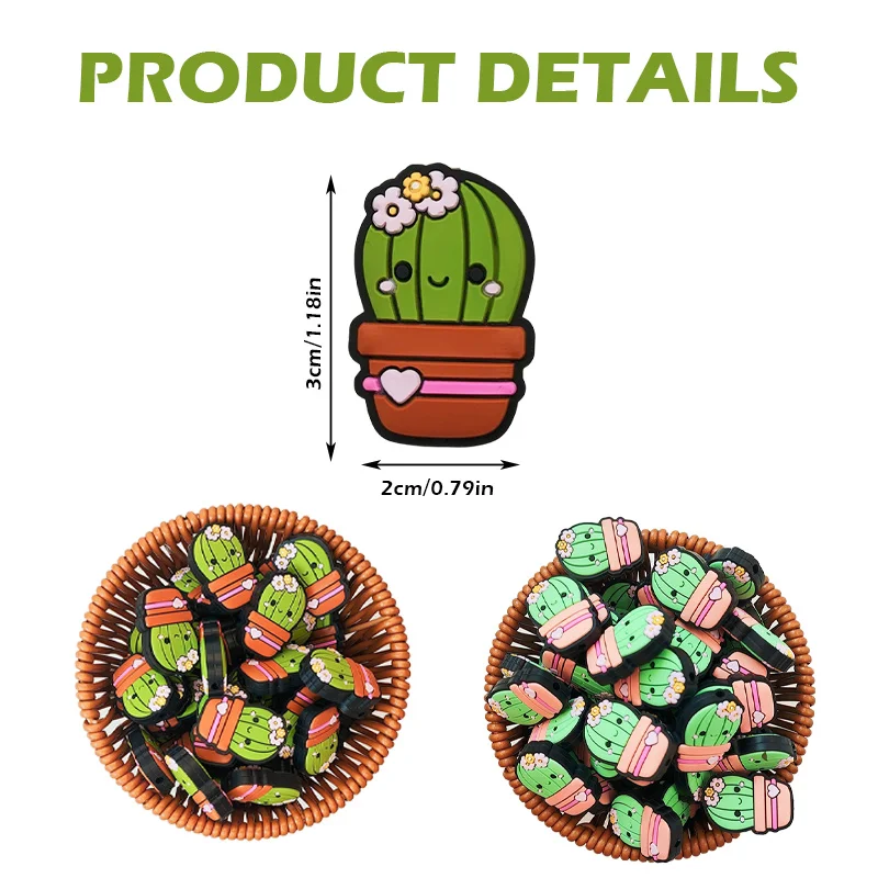 Hot Selling Cactus Food-grade Silicone Focal Beads DIY Craft Jewelry Bracelet Pen Decoration Keychain Making Accessories