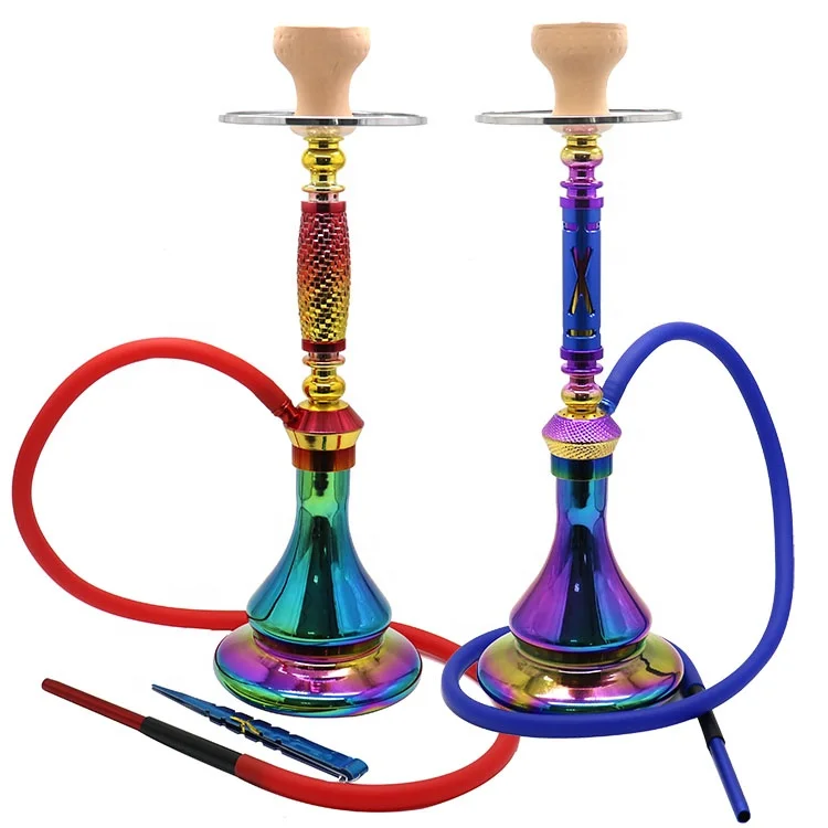 2022 New Fashion Rainbow Aluminum Glass Tobacco Arab Hookah Shisha For Bar Party Smoking Accessories