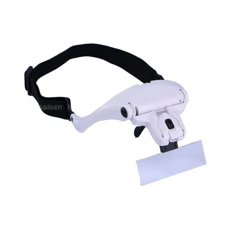 LED Helmet Magnifier with Glasses Bracket  Multiple lens Magnifying Glasses   Interchangeable 5 Pcs Lenses Headband 2LED Head L