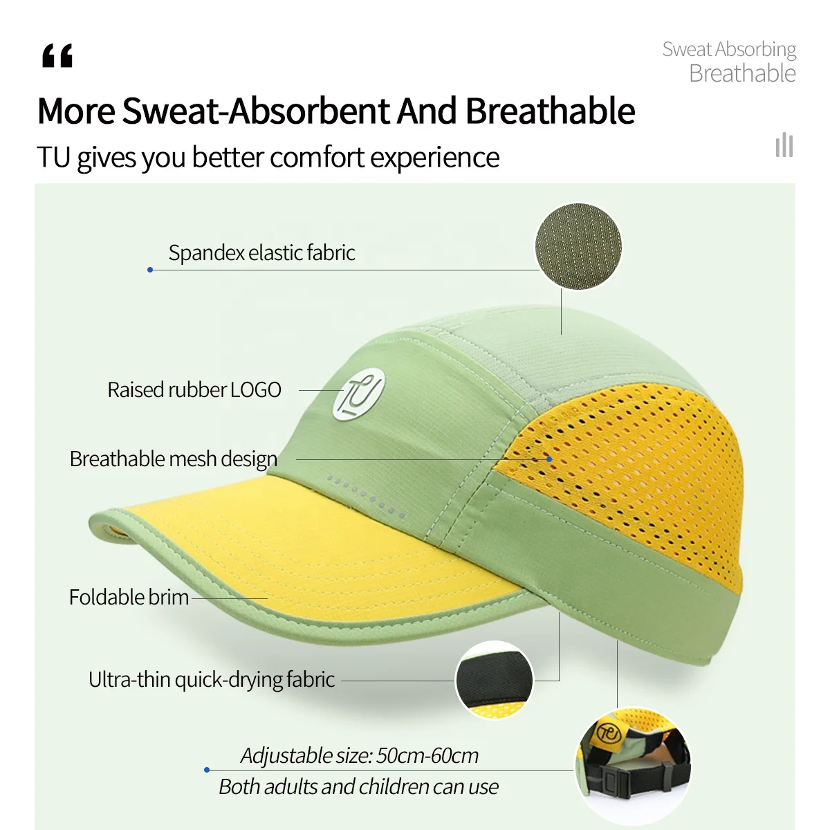 Ту производительность пустая теннисная индивидуальная Регулируемая дышащая впитывающая пот 5-панельная шляпа для гольфа бега Кепка
