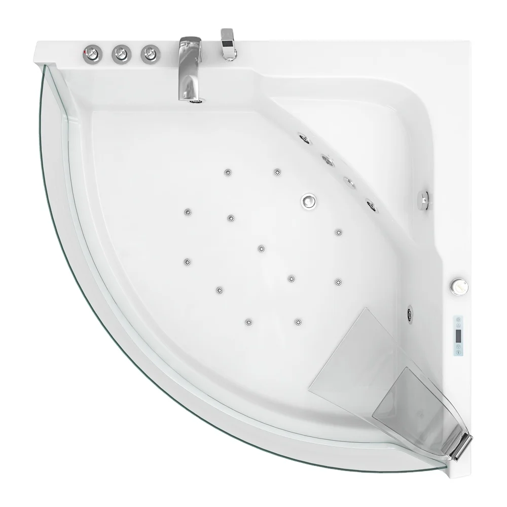 Luxury Design 1.29m White Acrylic Whirlpool Bathtub Free Standing Four Big Jets Big Window Two Pillows Massage Function Included