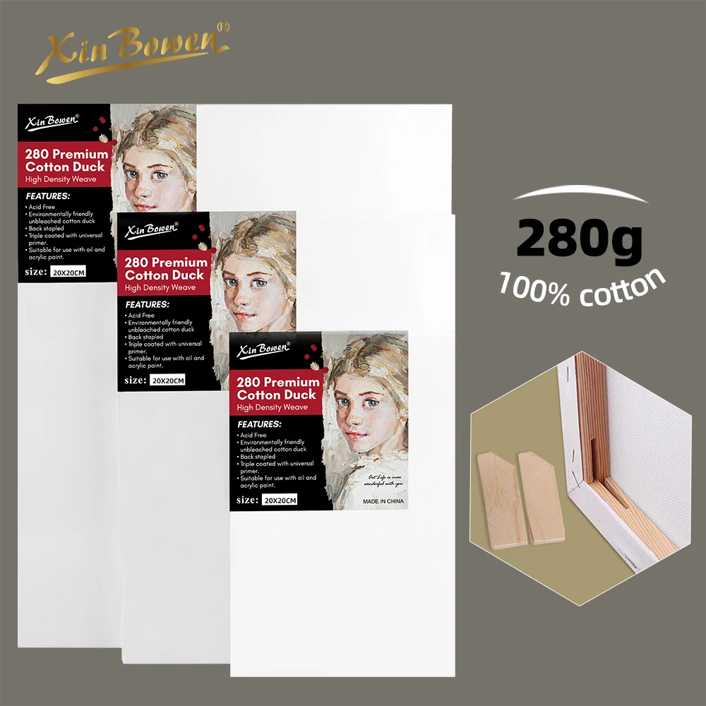 Xin Bowen Wholesale 25x30CM 10*12 Inch Stretched Canvas Frame 280gsm Cotton Fabric Artist Inkjet Painting Medium