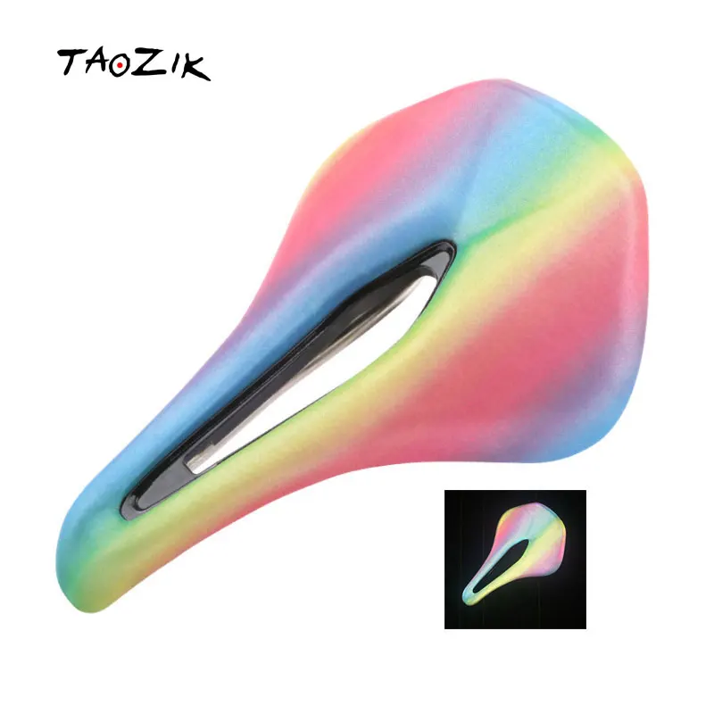 TAOZIK T165R ночное видение отражающая титановая направляющая микрофибра кожа с эффектом памяти 165 мм дышащее Велосипедное гоночное седло (1700010482078)