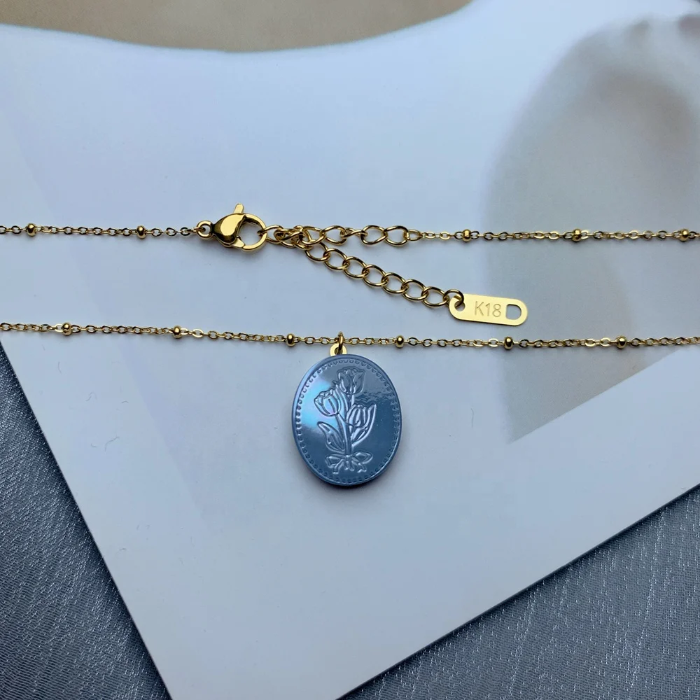 Fashion Stainless Steel Gold Shell Flower Pendant Necklace For Women 2022 Gift Jewelry Wholesale