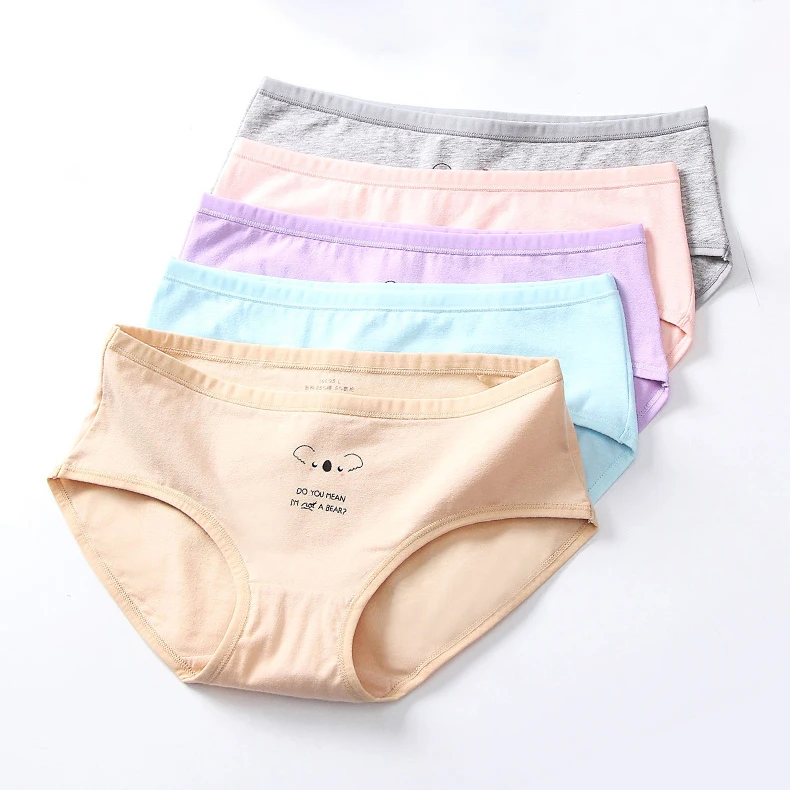 Customized printing mid waist young girl wearing panties teen girl panties high quality cotton ladies panties