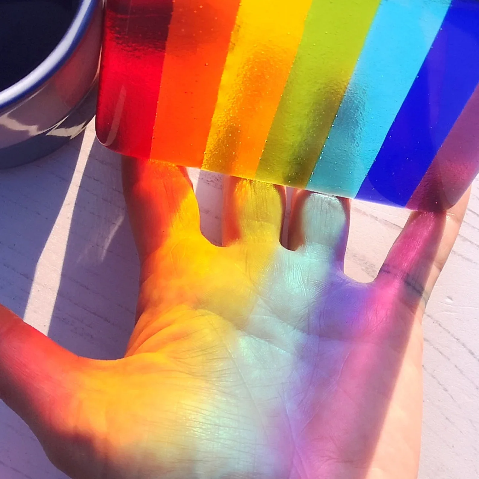 Rainbow Glass Coaster Tableware Table Decoration Coasters Print Glass Rainbow Memorial Remembrance Keepsake Grave Marker Gift