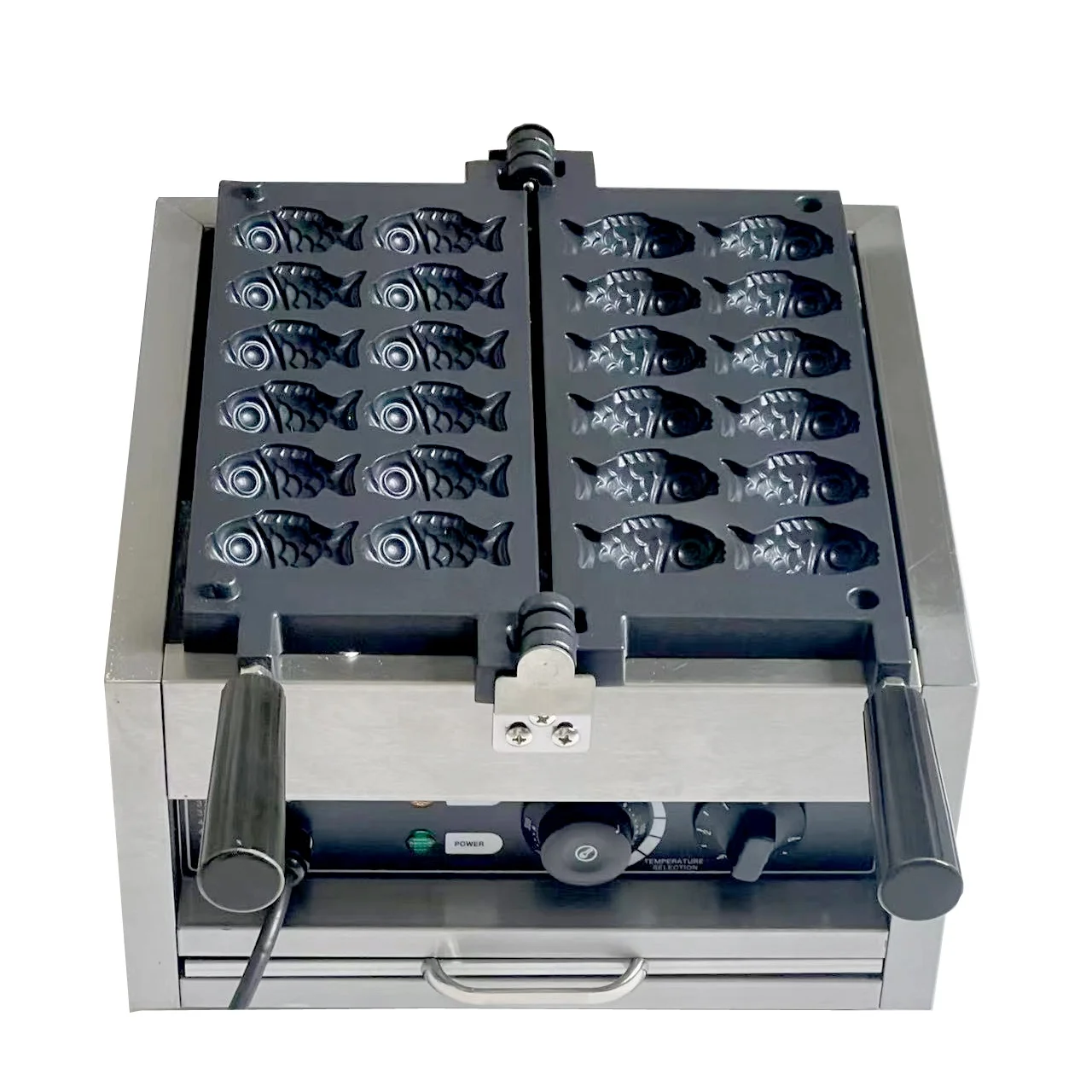 Full Automatic Heart Shape Waffle Maker Commercial Mini Fish Shaped Taiyaki Making Machine Electric 14pcs Small Custard Taiyaki