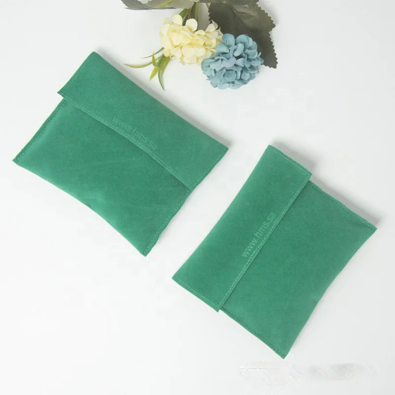 Custom deboss/emboss Logo Flannel Envelope Perfume Bottle Bags Small Velvet Flap Watch Pouch