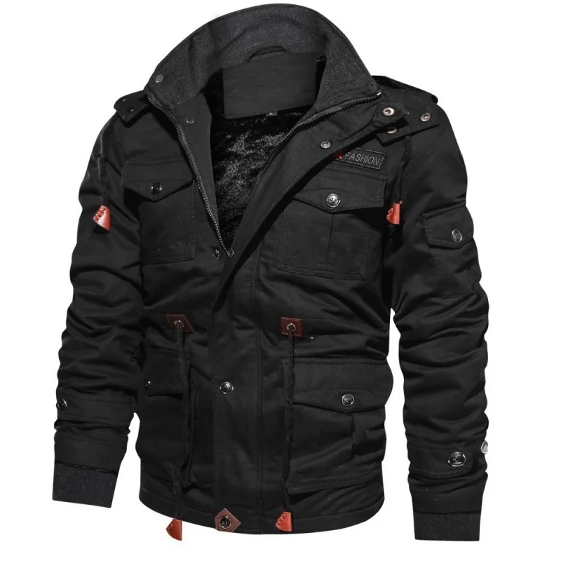 Wholesale Hot Selling plus velvet padded medium long washed cotton jacket cotton-padded jacket large size loose jacket for men