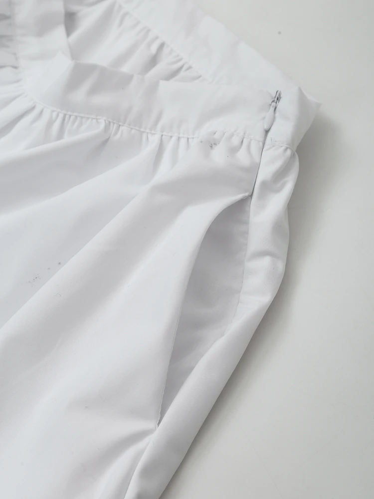 Hot sale white color pleated zipper fly casual fashion mini skirt for women